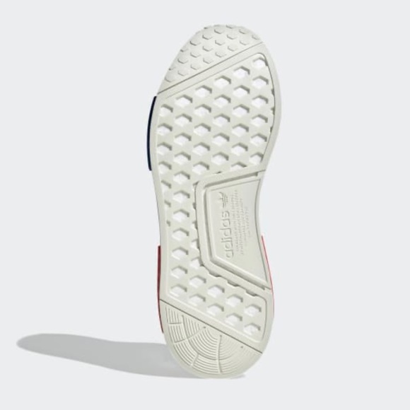 NIB men’s Size 8 (Euro Size 41.5) Adidas NMD R1 Sneakers In White/Tint/Red/Blue - Picture 6 of 16